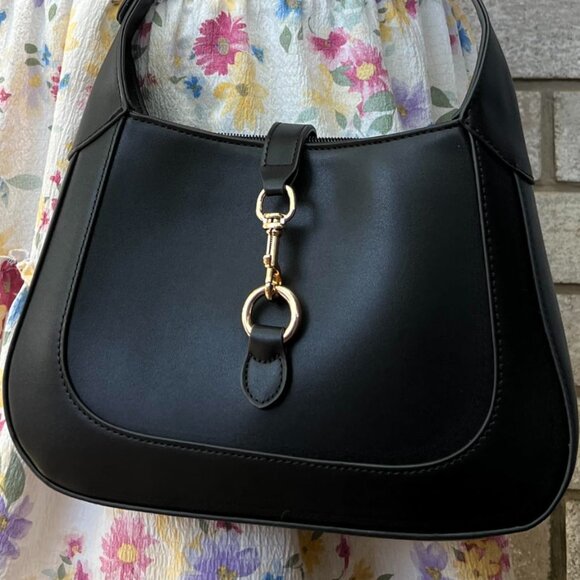 Neiman Marcus Black Horsebit Buckle Reverie Bag - Picture 2 of 6